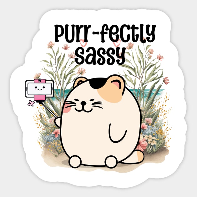 Purr-fectly Sassy Kawaii Cat Sticker by Jo Palmer